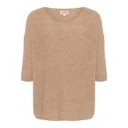 Soaked in Luxury Avslappnad Silhuett 3/4 Ärm Jumper Brown, Dam