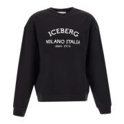 Iceberg Svart Bomull Crew Neck Sweatshirt Black, Herr