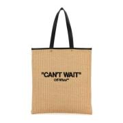 Off White Raffia Day Shopping Bag Beige, Dam