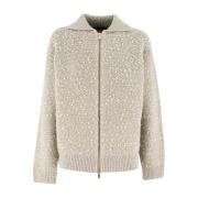 Fabiana Filippi Guld Dragkedja Tweed Cardigan Gray, Dam