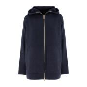 Fabiana Filippi Mjuk Hoodie med Guld Dragkedja Blue, Dam