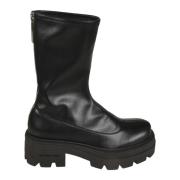 Sergio Rossi Svarta Läder Ankelboots Black, Dam