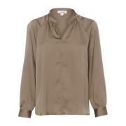 Soaked in Luxury Elegant V-ringad Blus Morel Brown, Dam