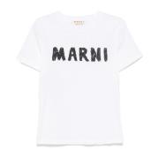 Marni Vit Crayon Logo T-Shirt White, Dam