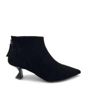 Jeannot Suede Zip Back Leather Effect Heels Black, Dam