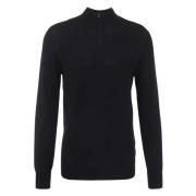 Genti Turtle Zip Sweater Svart Black, Herr