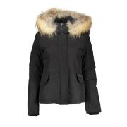 Woolrich Svart huva jacka med avtagbar päls Black, Dam