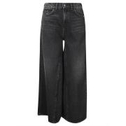 Amish Högmidjade vida jeans Black, Dam