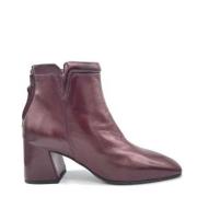 Mara Bini Burgundy Läder Ankel Boot Dragkedja Stängning Purple, Dam