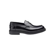 Doucal's Svart Läder Gummisula Moccasin Black, Herr