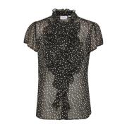 Saint Tropez Polka Dot Svart Blus Black, Dam