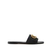 Valentino Garavani Svarta Läder Slide Sandaler Black, Dam