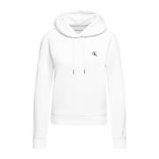 Calvin Klein Kort Fleecefodrad Sweatshirt White, Dam