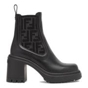 Fendi Svarta elastiska insatser plattformstövlar Black, Dam