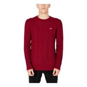 Tommy Hilfiger Bordeaux Stickat Långa ärmar Rund Hals Red, Herr