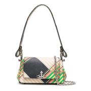 Vivienne Westwood Smör Gul Tartan Läder Axelväska Multicolor, Dam