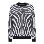 Balmain Zebra print linne jumper Black, Herr