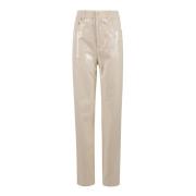 Golden Goose Denim Sequins Broderade Byxor Beige, Dam