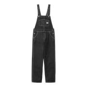 Carhartt Wip Svart Stone Washed Straight Salopette Black, Dam