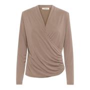 Soaked in Luxury Wrap Blus med Draperade Effekter Brown, Dam