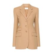 Sportmax Beige Ullblandad Jacka med Dartdetaljer Beige, Dam