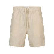 Samsøe Samsøe Linneshorts med medelhög midja Beige, Herr