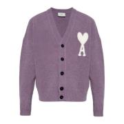 Ami Paris Cardigan med Logo Purple, Dam