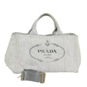 Prada Vintage Pre-owned Canvas handvskor Gray, Dam