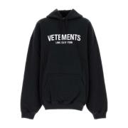 Vetements Oversize Svart Bomullsblandad Sweatshirt Black, Herr