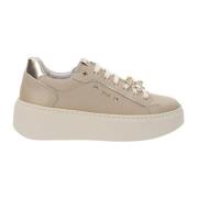 Nerogiardini Läder Damsneakers Komfort Stil Beige, Dam