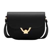 Coccinelle Svart Läder Crossbody Väska med Klaffstängning Black, Dam