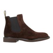 Doucal's Brun Mocka Chelsea Platta Skor Brown, Herr