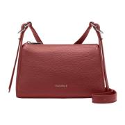 Coccinelle Brun Läder Crossbody Väska Metall Detaljer Brown, Dam