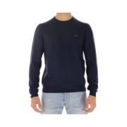 Sun68 Crewneck Sweater Merino Cotton Logo Contrast Blue, Herr