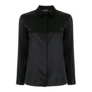 Emporio Armani Klassisk Button-Up Skjorta Svart Black, Dam