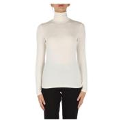 Max Mara Weekend Hög Hals Viskos T-shirt White, Dam