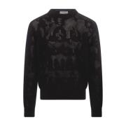 Alexander McQueen Svart Crew-Neck Tröja med Graffiti Mönster Black, He...