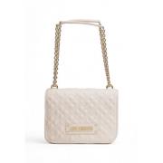 Love Moschino Beige Axelväska med Clip Stängning Beige, Dam