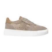 ALMA EN PENA Läder Sneakers med Glänsande Detaljer Beige, Dam