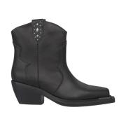 ALMA EN PENA Studded Läder Ankelboots Black, Dam