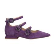 ALMA EN PENA Trippel spänne platta ballerinaskor Purple, Dam