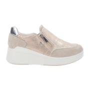 Igi&Co Läder- och tygdam sneakers Beige, Dam