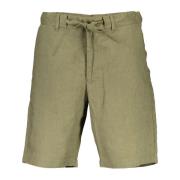 Gant Gröna Linne Bermuda Shorts med Dragsko i Midjan Green, Herr