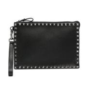 Valentino Svart Kornigt Läder Rockstud Handledsrem Black, Herr