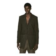 Rick Owens Bomull Twill Enkelknäppt Blazer Green, Herr