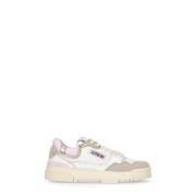 Autry Ivory Läder Sneakers med Rosa Detaljer Beige, Dam