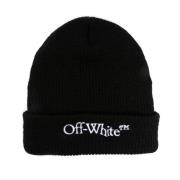 Off White Svart Stickad Logotyp Broderad Mössa Black, Herr