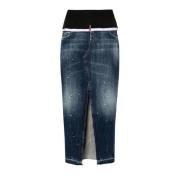 Dsquared2 Blå Lagerskiktad Denimkjol Blue, Dam