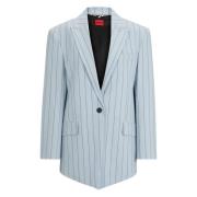 Hugo Boss Elastisk Longline Blazer med Nadelränder Blue, Dam