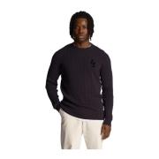 Lyle & Scott Club Emblem Crew Neck Jumper Blue, Herr